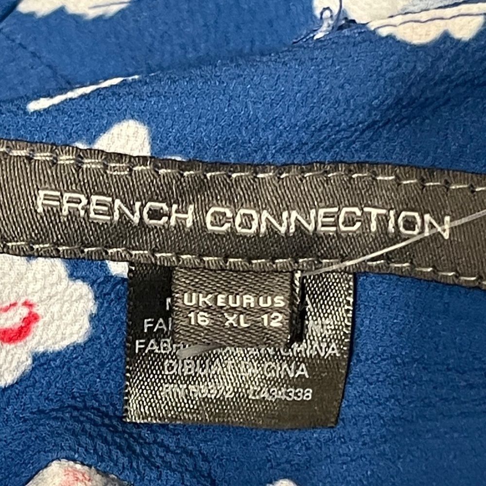 NWT French Connection Floral Blue Wrap Dress Size 12 L Large - Picture 9 of 11